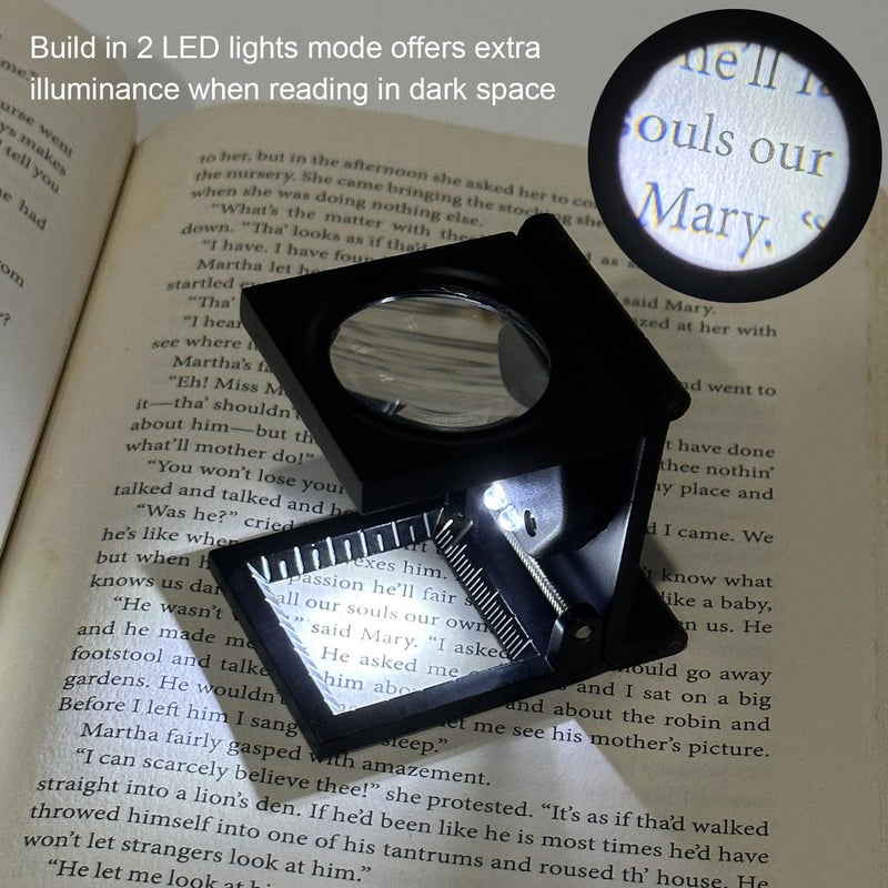 Rongon Jewelers Loupe Magnifier, Magnifying Glass with Lights, Pocket Magnifiers 10X, Magnifying Lens Zinc Alloy Portable Desktop Magnify Glass Tool with Scale for Jewelry Repair Collection Textile - Image 4